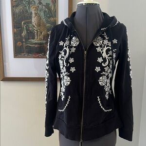 INC International Concepts Black and White Embroidered Jacket